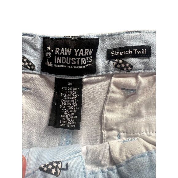 RAW YARN INDUSTRIES Men's Stretch Short Size 36 Light Blue Ice Cream & Sunglasse - Picture 7 of 7